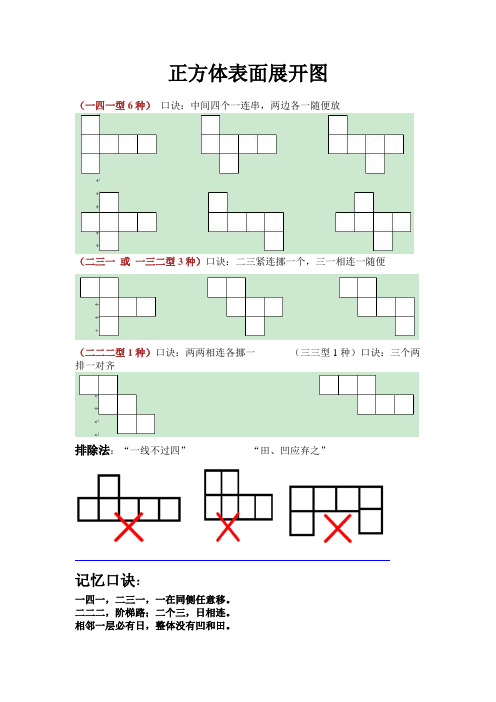 正方体展开图顺口溜 - 百度文库