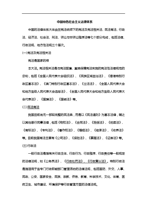 民法商法,行政法,經濟法,社會法,刑法,訴訟與非訴訟程序法等七個部分