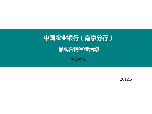 中國農業銀行(南京分行) 品牌營銷宣傳活動 策劃草案 2012.