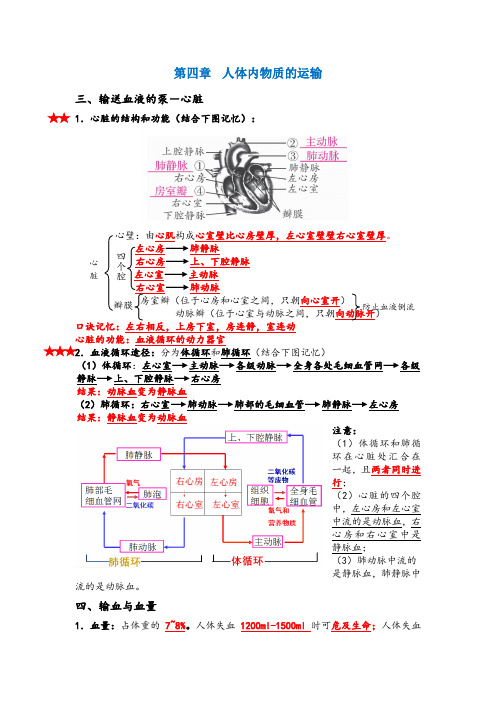 第四章人体内物质的运输 三,输送血液的泵-心脏 1.