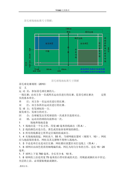 羽毛球場地標準尺寸圖解: 羽毛球場地標準尺寸圖解 羽毛球競賽規則