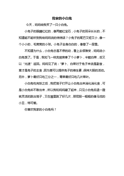 我家的小白兔作文300字 - 百度文库