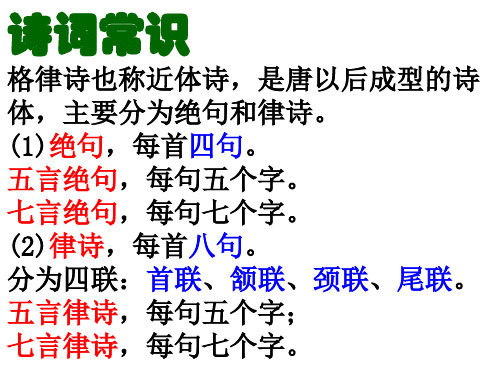 七言絕句,每句七個字. (2)律詩,每首八句.