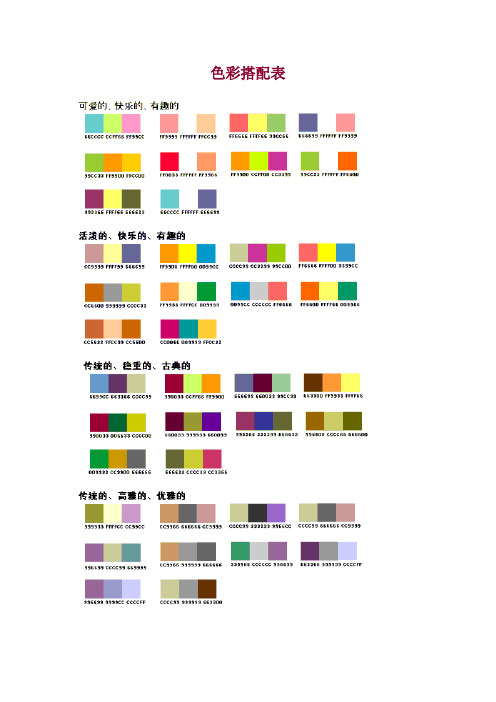 调颜色搭配表大全 - 百度文库