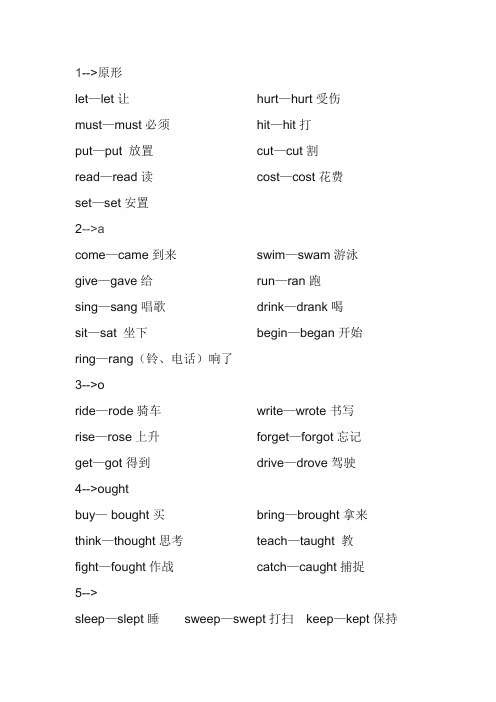 不规则动词过去式 - 百度文库