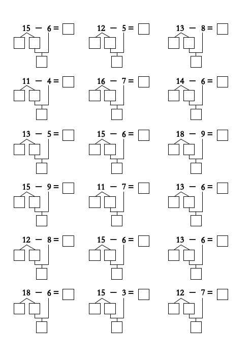 15 - 6 = 12 - 5 = 13 - 8 = 11 - 4 = 16 - 7 = 14 - 6 = 13 - 5 =