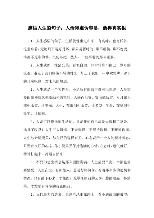 1,人生感悟的句子:生活就像坐过山车,有高峰,也有低谷,这意味着,无论