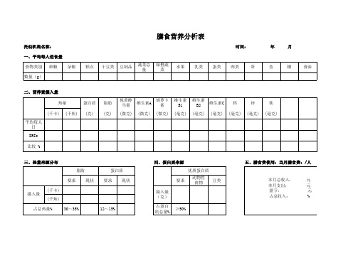 幼儿园膳食营养分析表 百度文库