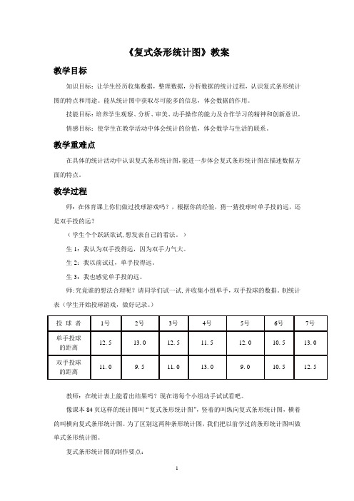 《复式条形统计图》教案 教学目标 知识目标:让学生经历收集数据,整理