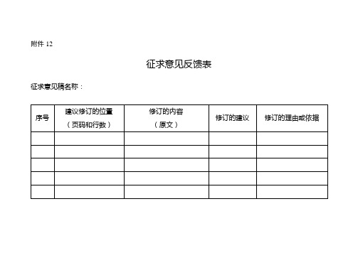 附件12 征求意见反馈表 征求意见稿名称 序号|建议修订的位置(页码