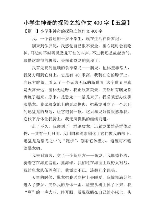 【篇一】小学生神奇的探险之旅作文400字 我,一个普通的十岁小学生