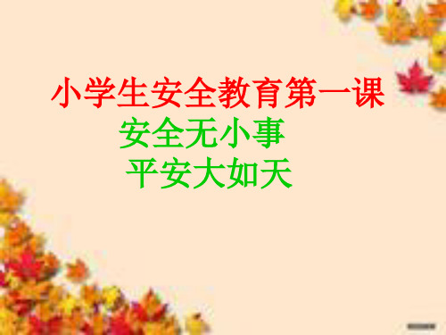 小学生安全教育第一课 安全无小事 平安大如天 据有关调查显示,我国
