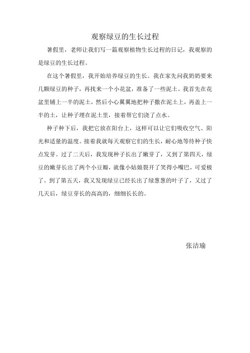 观察绿豆的生长过程 暑假里,老师让我们写一篇观察植物生长过程的日记