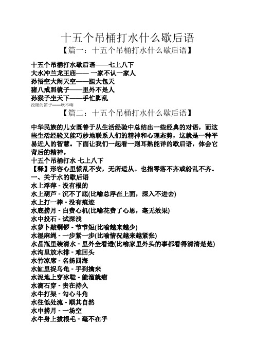 十五个吊桶打水什么歇后语】 十五个吊桶打水歇后语——七上八下 大水