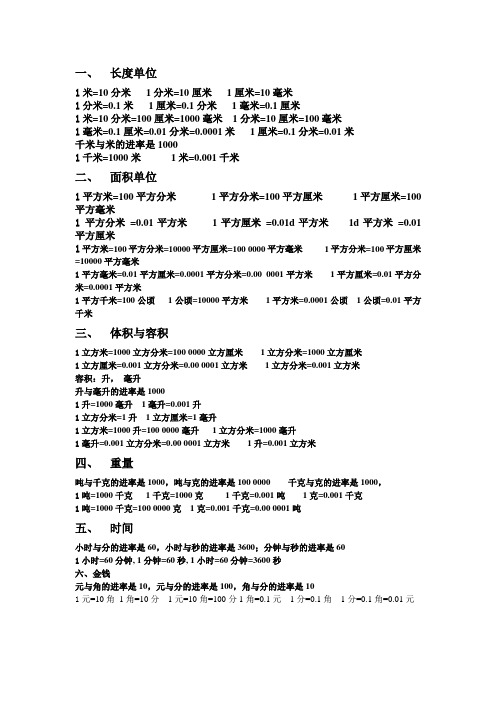 长度单位的进率表 - 百度文库