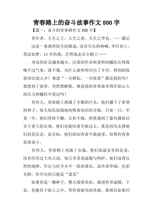 青春路上的奋斗故事作文800字 【篇一:奋斗的青春路作文800字】青年者
