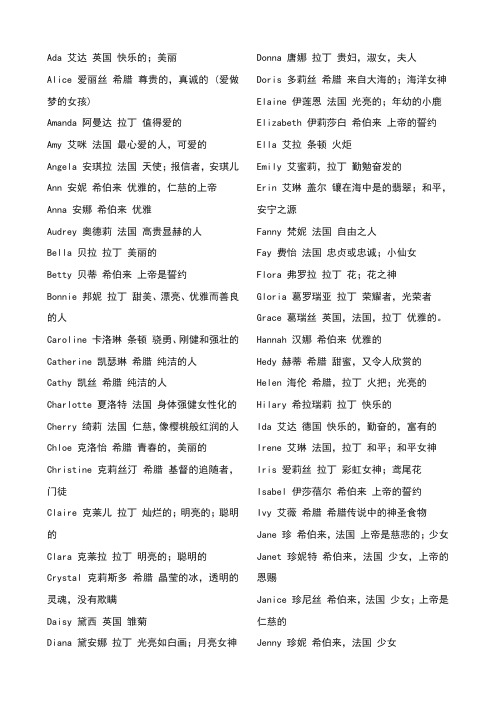 女孩的英文名有哪些很好听的 - 百度文库