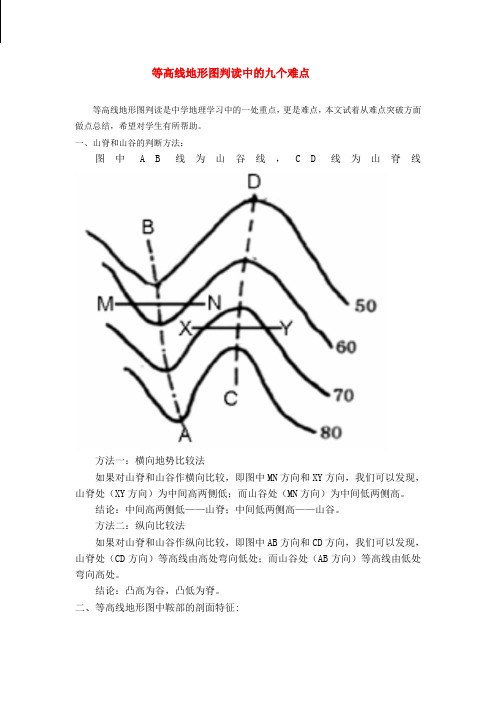 一,山脊和山谷的判斷方法: 圖中ab線為山谷線,cd線為山脊線496_702