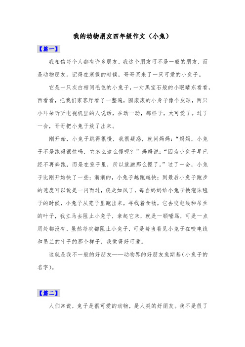 我的动物朋友四年级作文(小兔) 【篇一】 我相信每个人都有许多朋友