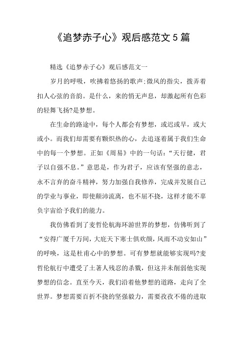 《追梦赤子心》观后感范文5篇 精选《追梦赤子心》观后感范文一 岁月