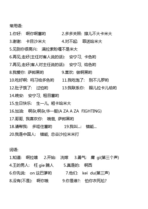 实用韩语500句谐音 - 百度文库