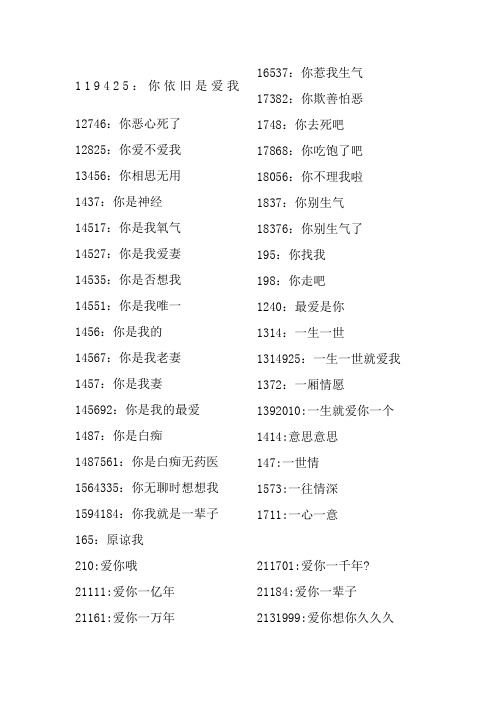 119425:你依旧是爱我 12746:你恶心死了 12825:你