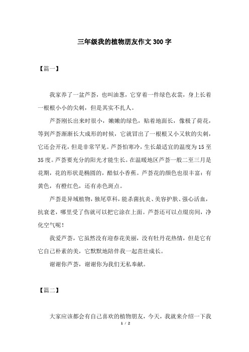    三年级我的植物朋友作文300字
