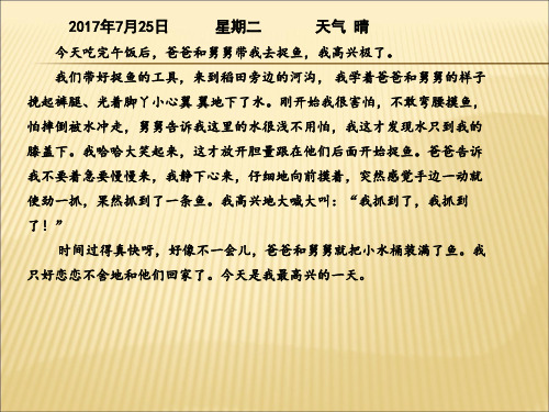 我们带好捉鱼的工具,来到稻田旁边的河沟 我学着爸爸和舅舅的样子