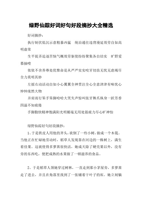 绿野仙踪好词好句好段摘抄大全精选 好词摘抄:执行制伏低沉示意粗暴