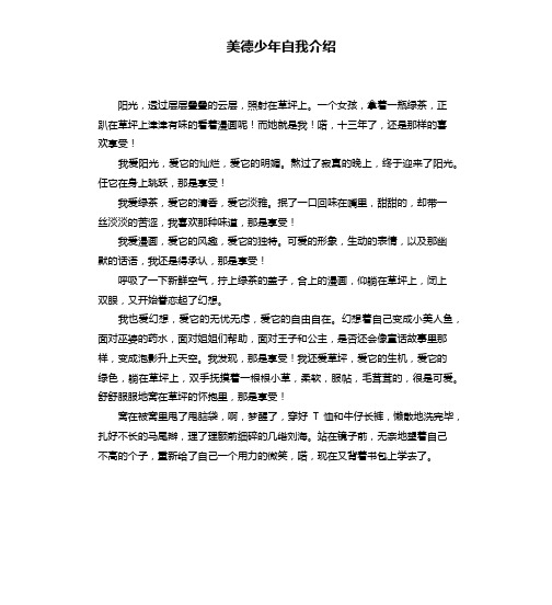美德少年自我介绍 阳光,透过层层叠叠的云层,照射在草坪上.