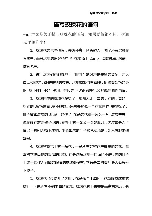 形容玫瑰花开的漂亮的句子 - 百度文库