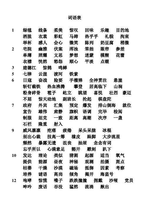 六年级上册语文词语表 - 百度文库
