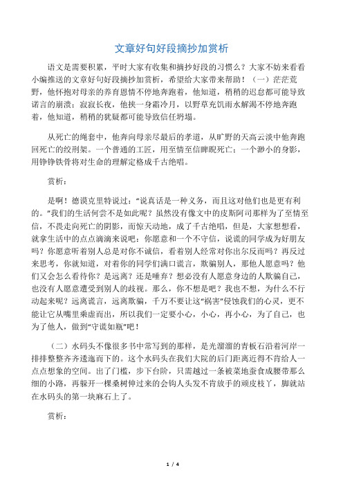 儒林外史好段摘抄赏析