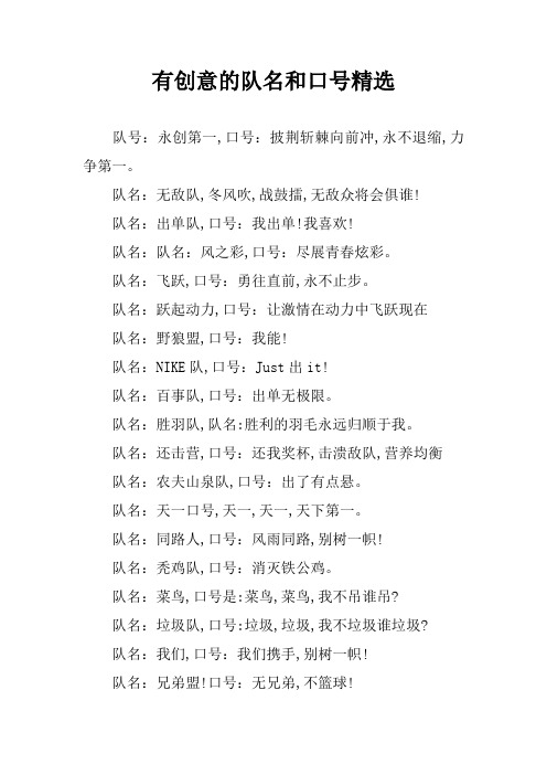 队名:无敌队,冬风吹,战鼓擂,无敌众将会俱谁!