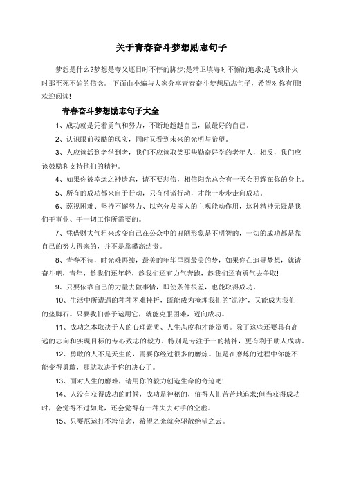 关于青春奋斗梦想励志句子 梦想是什么?