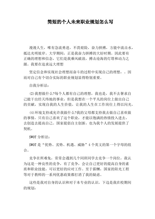 简短的个人未来职业规划怎么写 漫漫人生,唯有急流勇进,不畏艰险,奋力