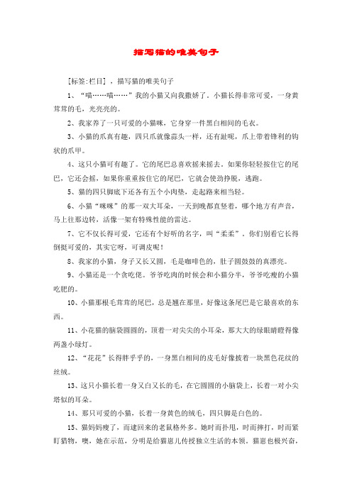 [标签:栏目] ,描写猫的唯美句子 1,"喵……喵……"我的小猫又向我撒娇