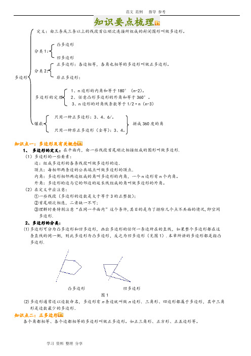 知識要點梳理 定義:由三條或三條以上的線段首位順次連接所組成的封閉