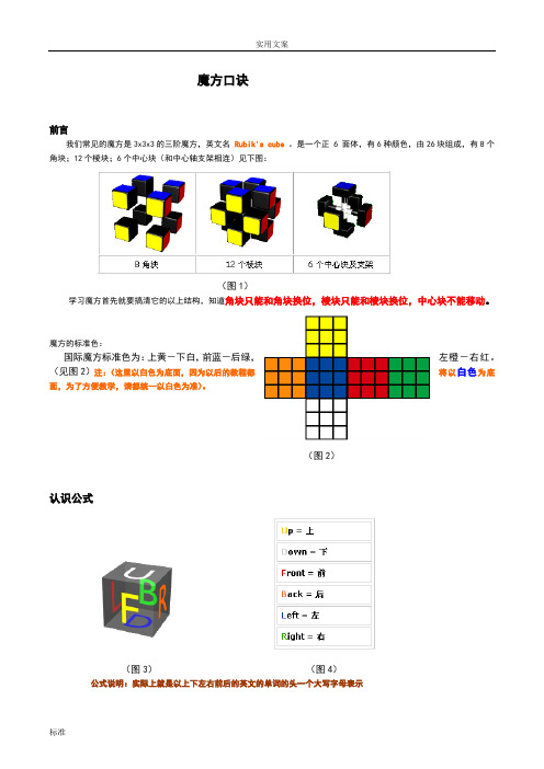 魔方口诀 前言 我们常见的魔方是3x3x3的三阶魔方,英文名rubiks cube