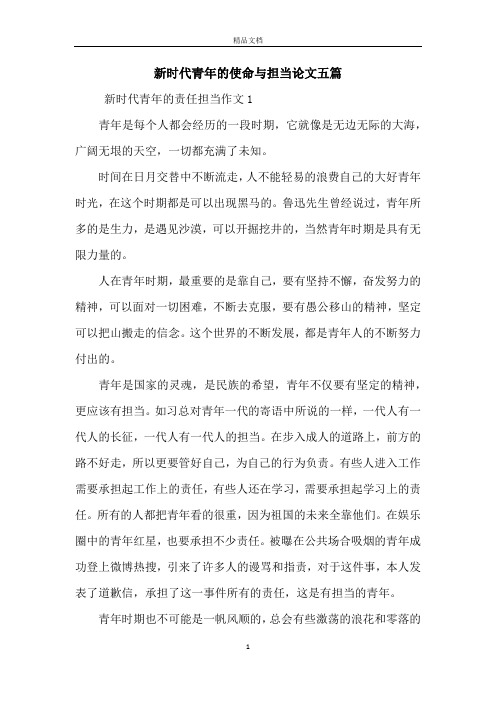 新时代青年的使命与担当论文五篇 新时代青年的责任担当作文1青年是