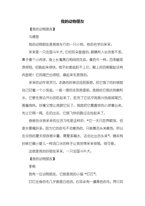 【我的动物朋友】马德里我的动物朋友是爸爸车行的一只小狗,他的名字