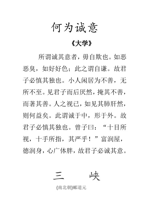 何为诚意 《大学》 所谓诚其意者,毋自欺也.