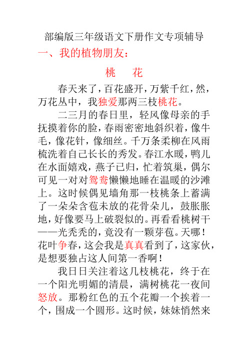 部編版三年級語文下冊作文專項輔導 一,我的植物朋友: 桃花 春天來了