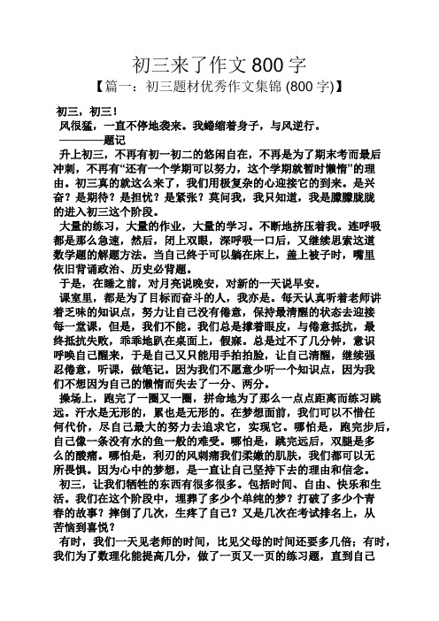 初三来了作文800字 【篇一:初三题材优秀作文集锦(800字)】 初三,初三