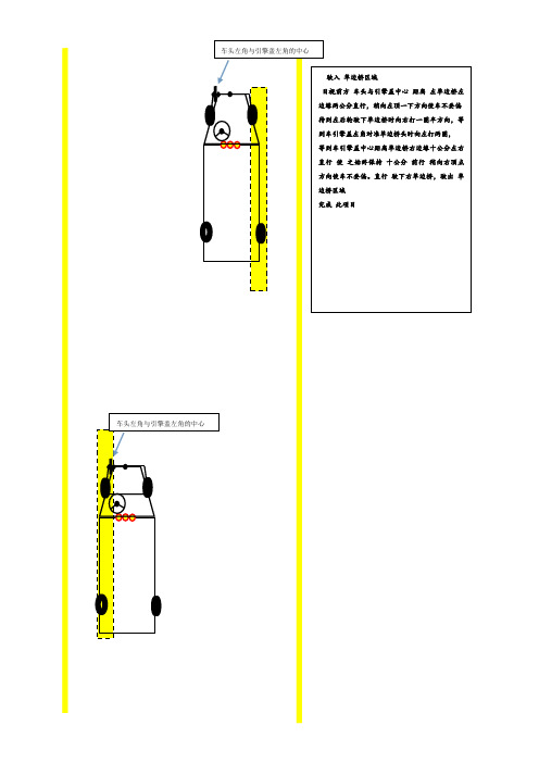 车头左角与引擎盖左角的中心 驶入 单边桥区域 目视前方 车头与引擎盖