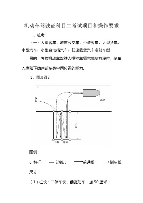 机动车驾驶证科目二考试项目和操作要求 一,桩考