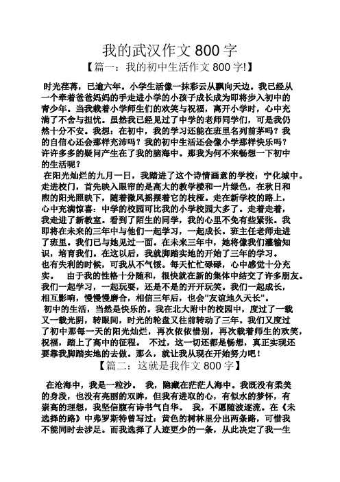 我的武汉作文800字 【篇一:我的初中生活作文800字!