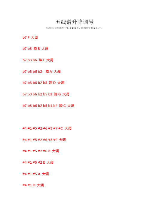 钢琴升降调号对照表 - 百度文库
