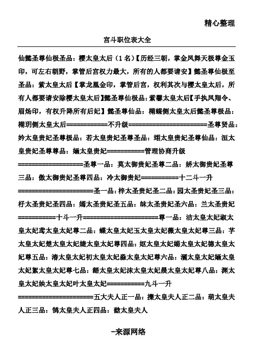 帝公主职位表 - 百度文库