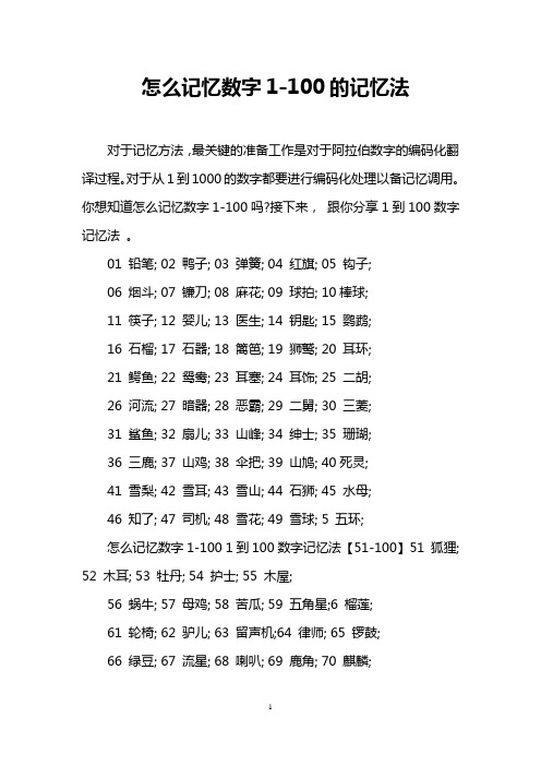 你想知道怎么记忆数字1-100吗?接下来,跟你分